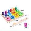 Дитяча логічна дошка з розвивальними іграми для дітей Геометричний сортер пірамідка Магнітна риболовля цифри, фото 6