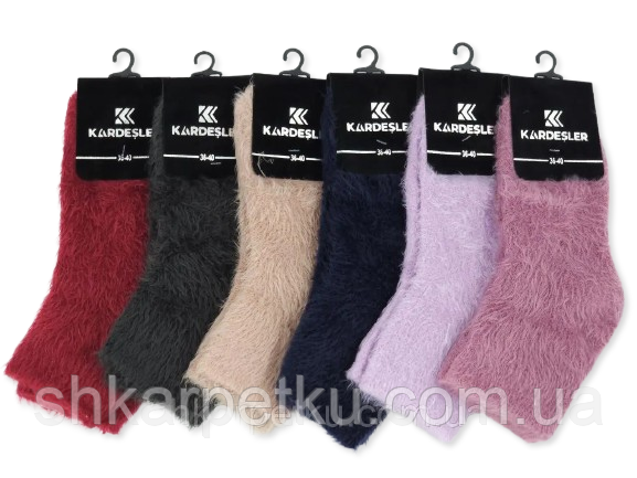Жіночі шкарпетки Kardesler шкарпетки з товстого пуху королика 36-40 мікс кольорів 6 пар/уп, фото 1