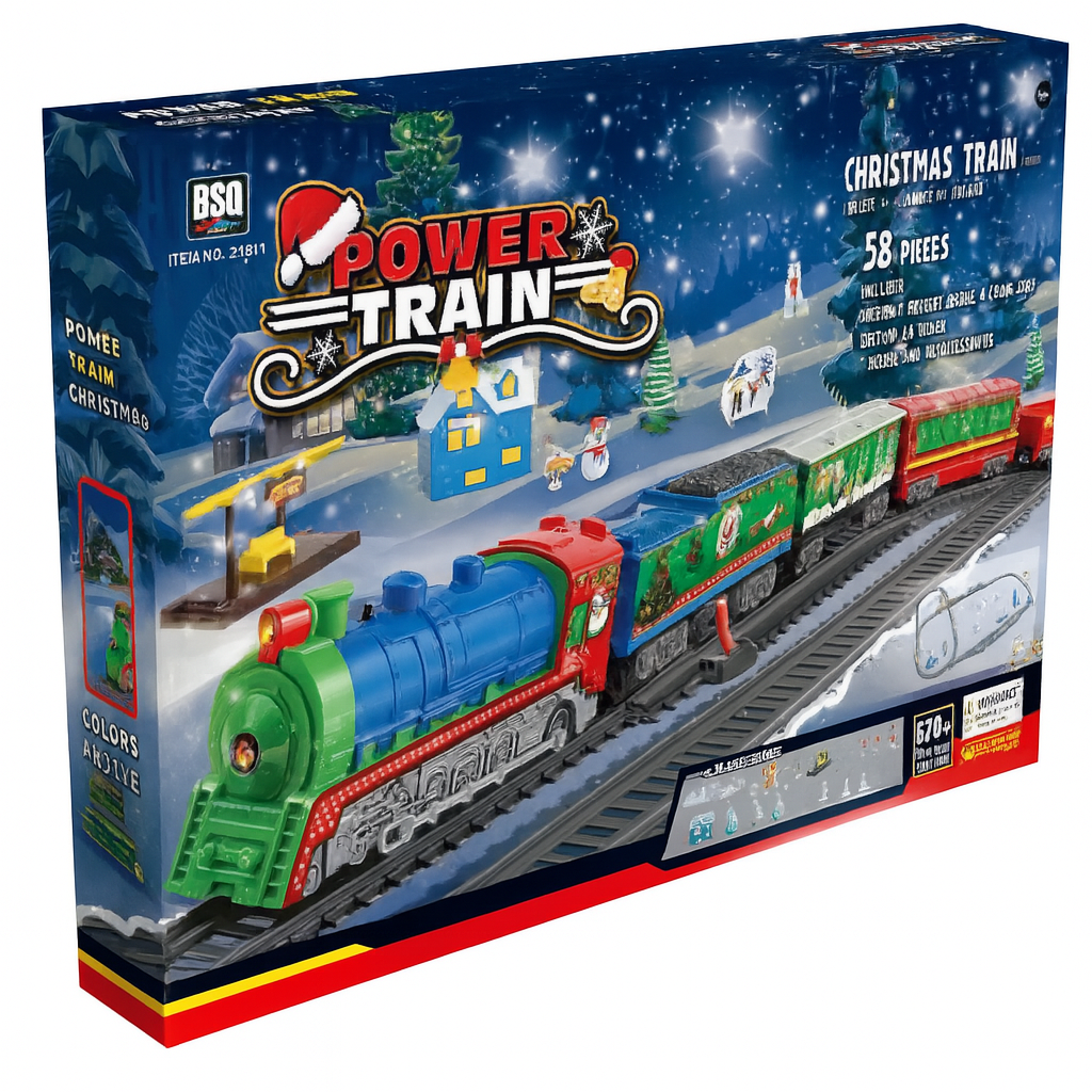 Ігровий набір Дитяча Залізниця BSQ Christmas Train 42 елементи, світлові ефекти, фото 1