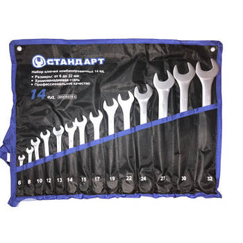 Набір ключів комбінованих 6-32 мм 14 шт. у чохлі СТАНДАРТ-NKK14STA-S