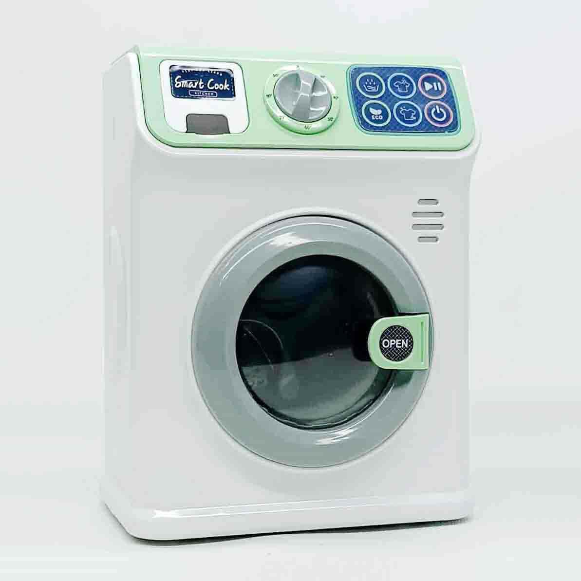 Іграшкова пральна машина для дітей LD-885A 22 см зелена — зі світлом, звуком і обертовим барабаном, фото 1