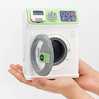 Іграшкова пральна машина для дітей LD-885A 22 см зелена — зі світлом, звуком і обертовим барабаном, фото 9