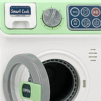 Іграшкова пральна машина для дітей LD-885A 22 см зелена — зі світлом, звуком і обертовим барабаном, фото 3