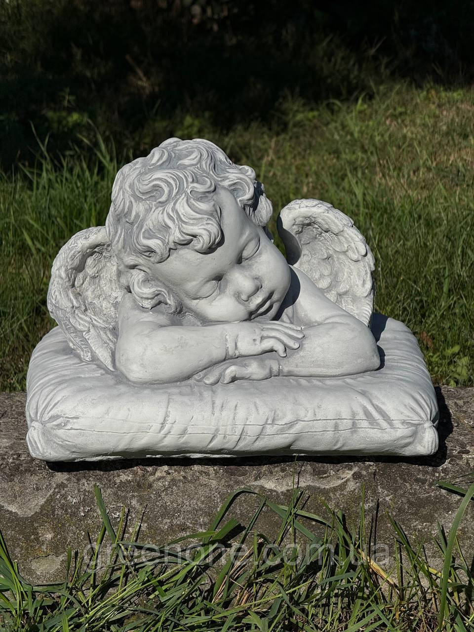 Фігура Ангел хлопчик на подушці, бетонний Ангел на цвинтар, скульптура Ангела хлопчика на могилу 23 см, фото 1