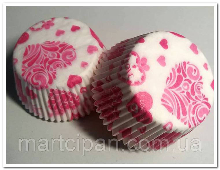 Сердечка No4 — Тарталетки паперові для кексів, 50 шт., фото 1
