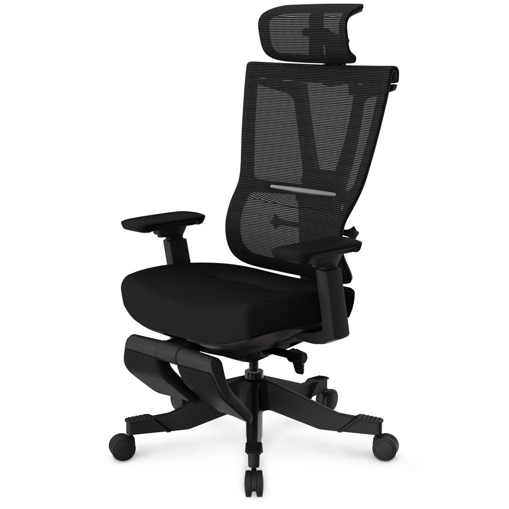 Крісло для роботи за комп'ютером з підставкою для ніг Mealux S6 Air Black