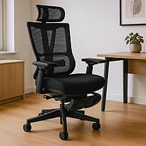 Крісло для роботи за комп'ютером з підставкою для ніг Mealux S6 Air Black, фото 2