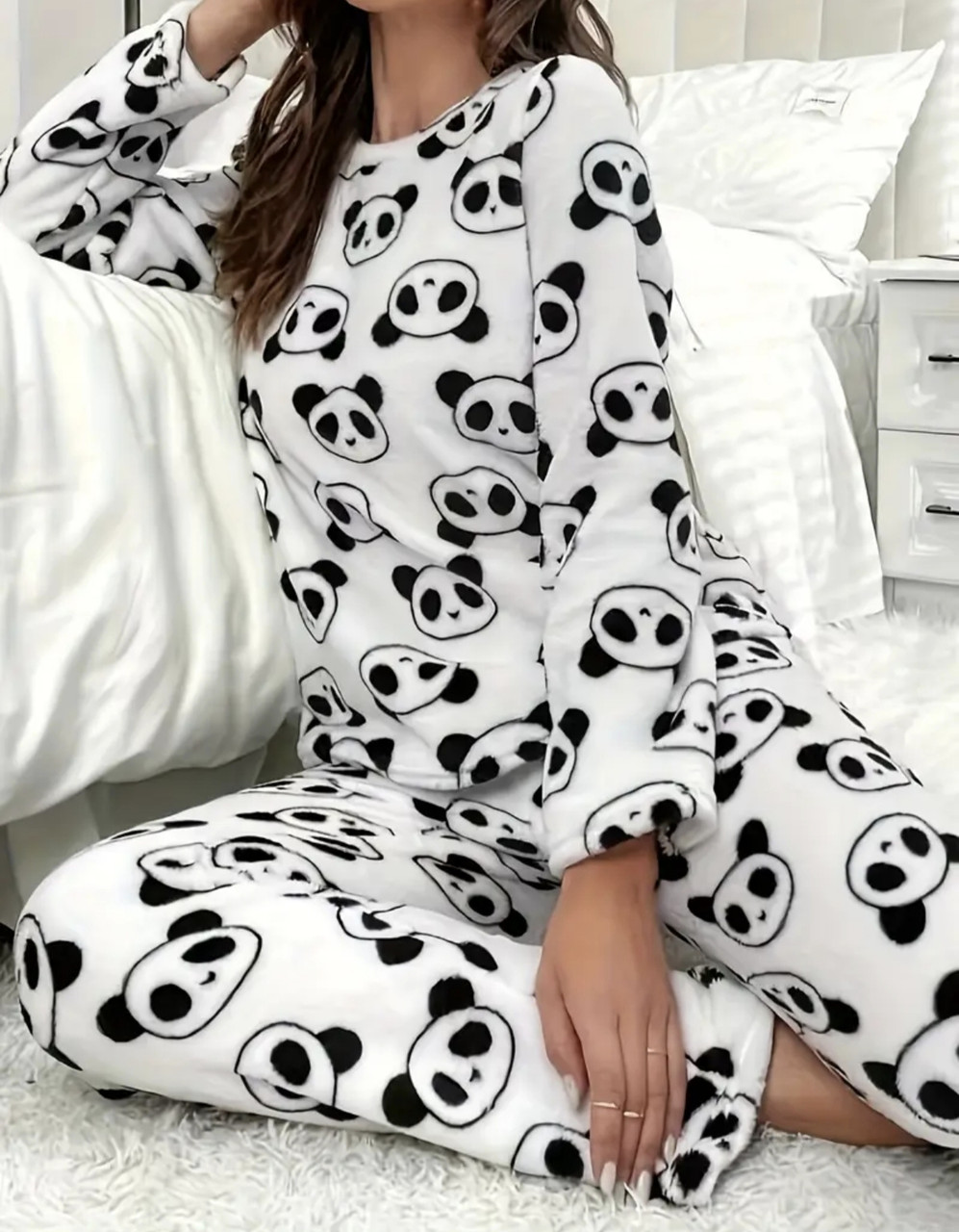Жіноча махрова піжама з пандами, фото 1