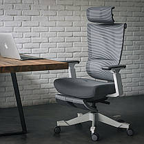 Ергономічне комп'ютерне крісло для роботи з підставкою для ніг Mealux S6 Air Grey, фото 2