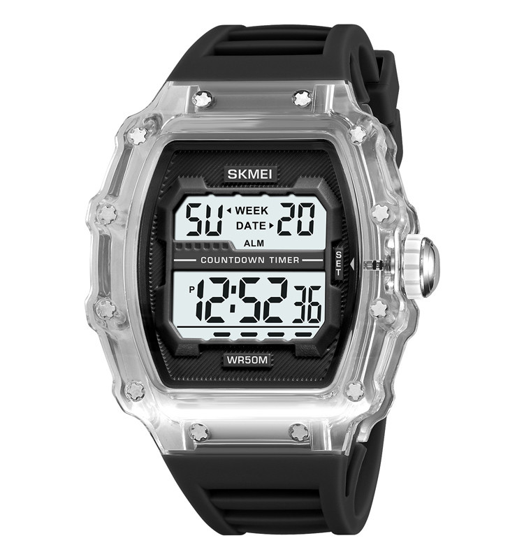Skmei 2296 наручний годинник чоловічий чорний з прозорим корпусом