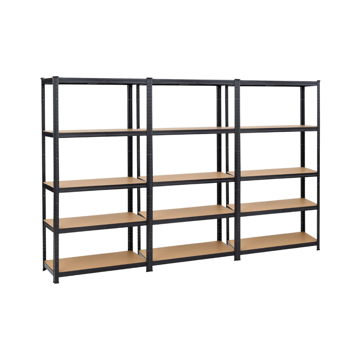 Набір із трьох універсальних стелажів LEOBRO Чорний 180 х 270 х 40 см, 175кг/полиця, 5 полиць (LB-R175-BLKX3), фото 1