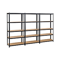 Набір із трьох універсальних стелажів LEOBRO Чорний 180 х 270 х 40 см, 175кг/полиця, 5 полиць (LB-R175-BLKX3)
