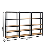 Набір із трьох універсальних стелажів LEOBRO Чорний 180 х 270 х 40 см, 175кг/полиця, 5 полиць (LB-R175-BLKX3), фото 6