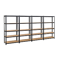 Набір із чотирьох надійних стелажів LEOBRO Чорний 180 х 360 х 40 см, 175кг/полиця, 5 полиць (LB-R175-BLKX4)