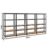 Набір із чотирьох надійних стелажів LEOBRO Чорний 180 х 360 х 40 см, 175кг/полиця, 5 полиць (LB-R175-BLKX4), фото 8