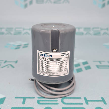 Реле тиску 1.5 кВт 1.4-2.2 бар циліндр (гайка) WETRON (779729), фото 1