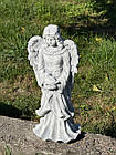 Фігура сумуючого Ангела з арт-бетону, дівчинка Ангел з крилами на могилу, бетонний Ангел, статуя Ангела 45 см, фото 4