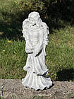 Фігура сумуючого Ангела з арт-бетону, дівчинка Ангел з крилами на могилу, бетонний Ангел, статуя Ангела 45 см, фото 7