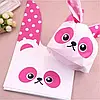 Пакети дитячі панда з вушками подарункові з малюнком для солодощів 32х20 см набір 10 шт, фото 2