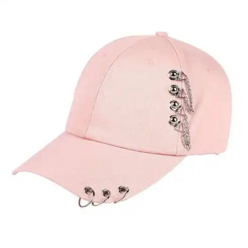 Кепка рожева з кільцями та ланцюжком, бейсболка унісекс, FS-2010,2