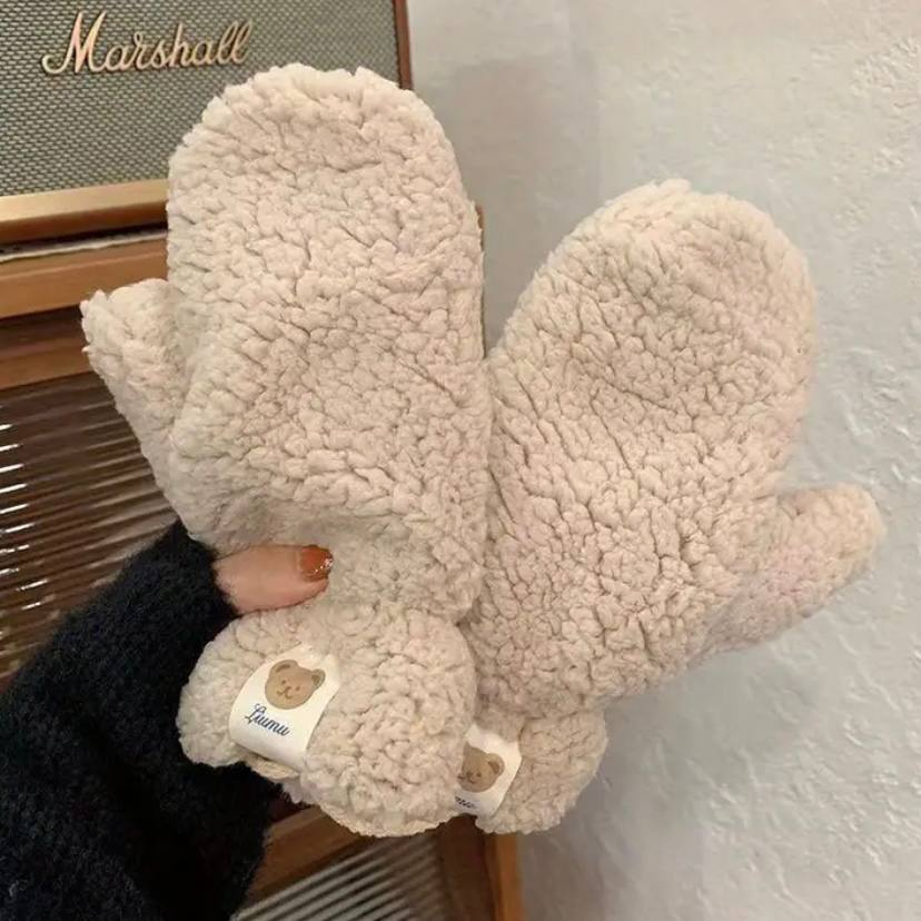 Рукавиці баранчик бежеві, зимові рукавички/FS-2373