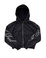 Женский теплый зип-худи с принтом трехнитка на флисе 40-46 Мод. 064