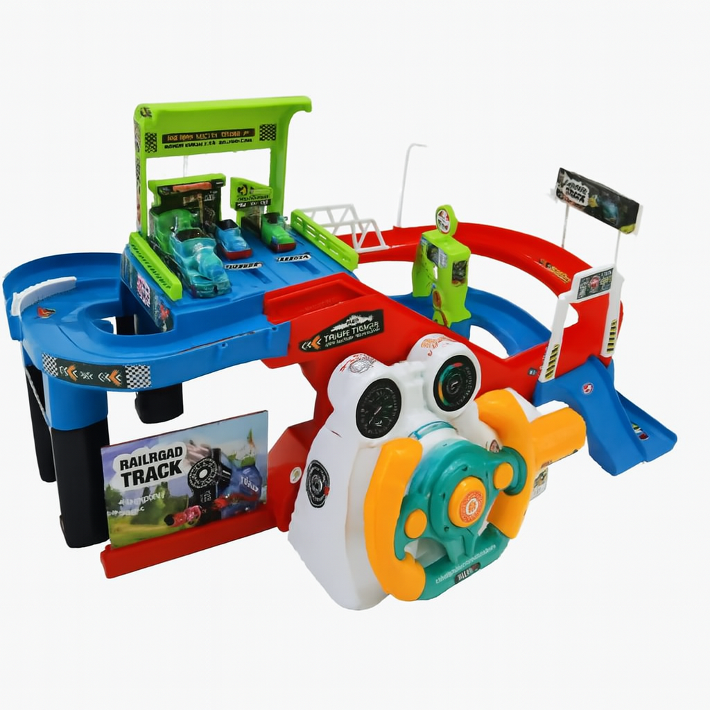 Автотренажер дитячий інтерактивний "Руль Трек гараж з машинками" на батарейках, фото 1