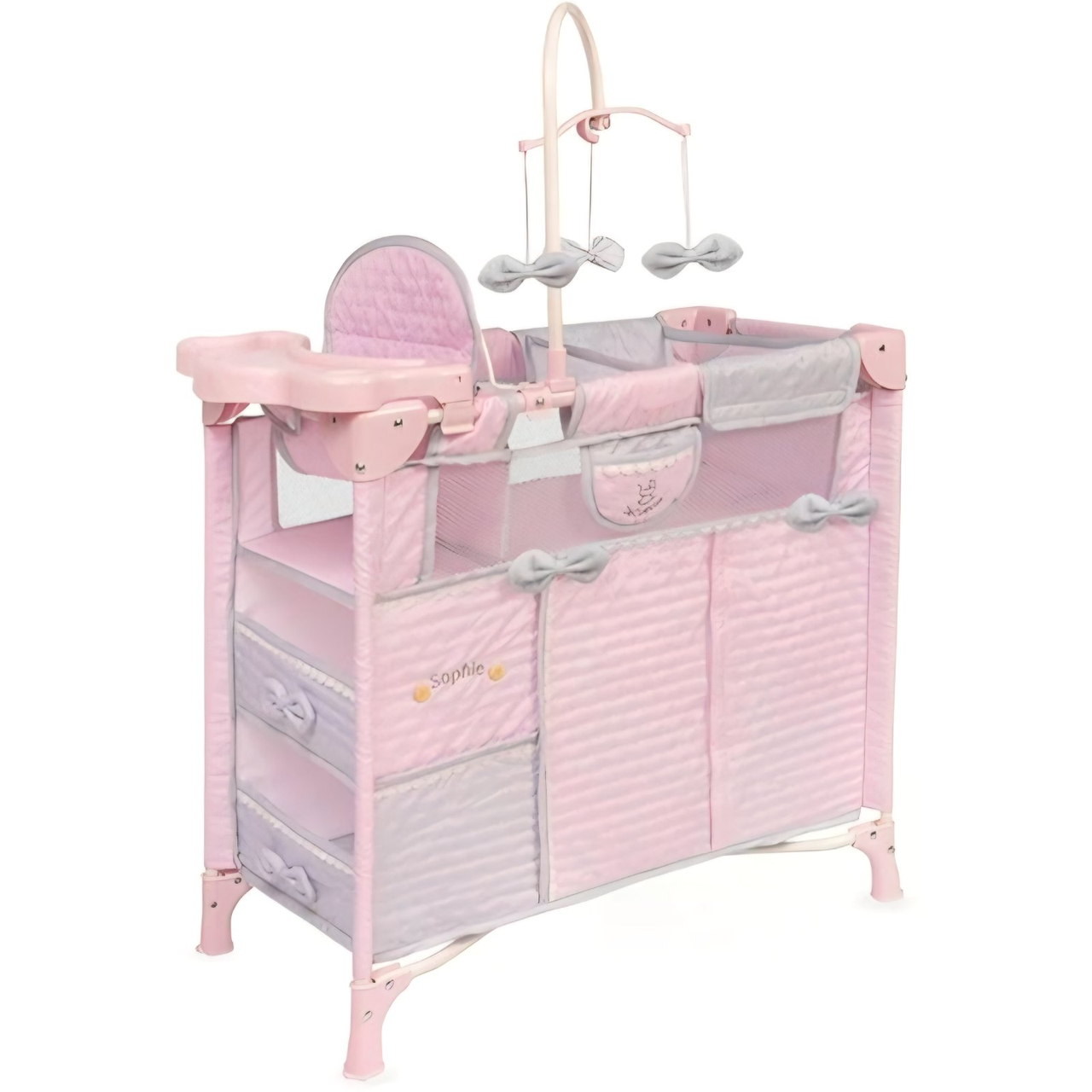 Ігрове ліжечко DeCuevas Sophie для ляльки, 5 в 1, стілець для годування, комод, аксесуари, 53075, фото 1