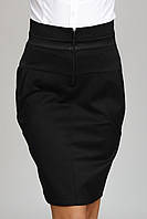 Юбка женская черная с карманами и высоким поясом Ю44