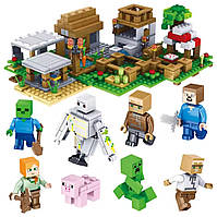 Конструктор Майнкрафт My World Селище-ферма з персонажами, селянами та мобами Minecraft 569 деталей