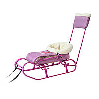 Комплект "Дівчинка" (санки "Експрес фуксія"+ручка+спинка+Чохол "Рожевий перламутр"/хутро)