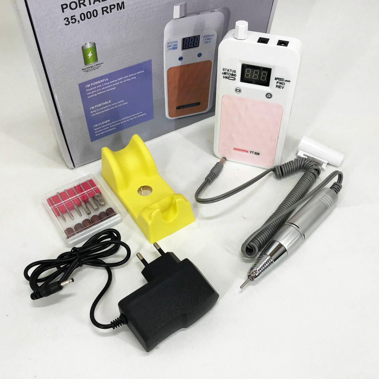 Фрезер для манікюру потужний корея, Машинка для зняття гель-лаку з педаллю Машинка манікюру AZ-86, фото 1