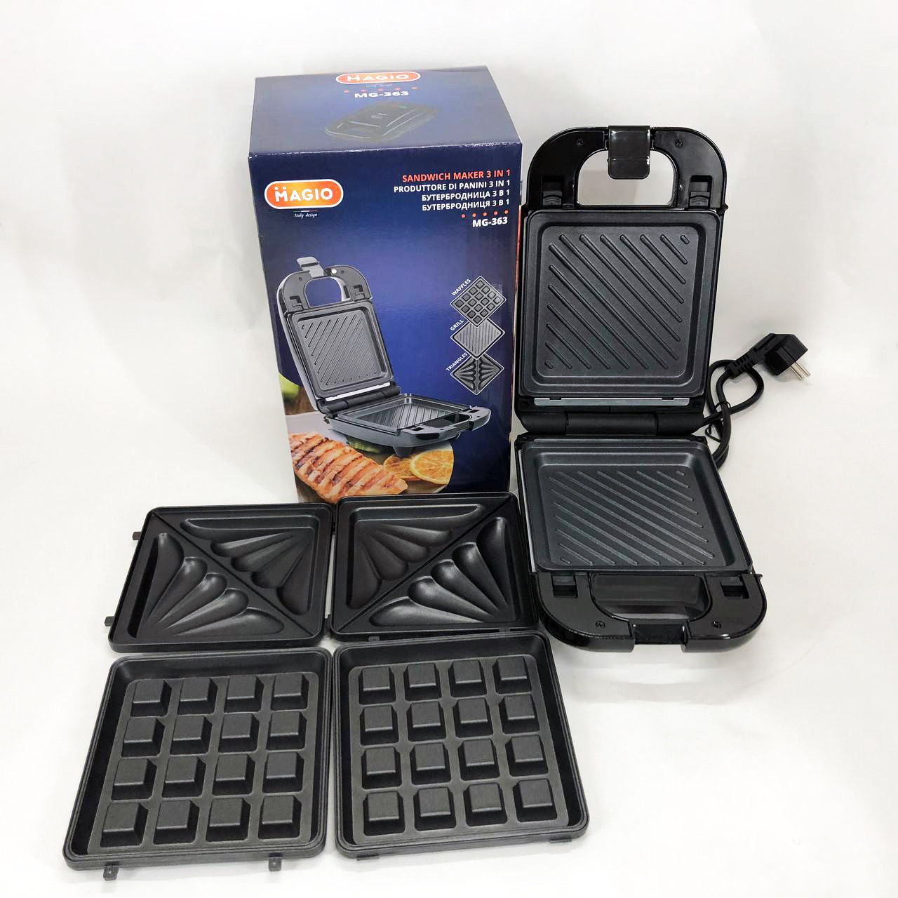 Електрогриль притискний ребристий Magio, Контактний гриль для кафе, Гриль притискний хороший WX-77, фото 1