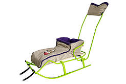 Чохол на санки "Конверт з муфтою" бежевий/фіолетовий фліс