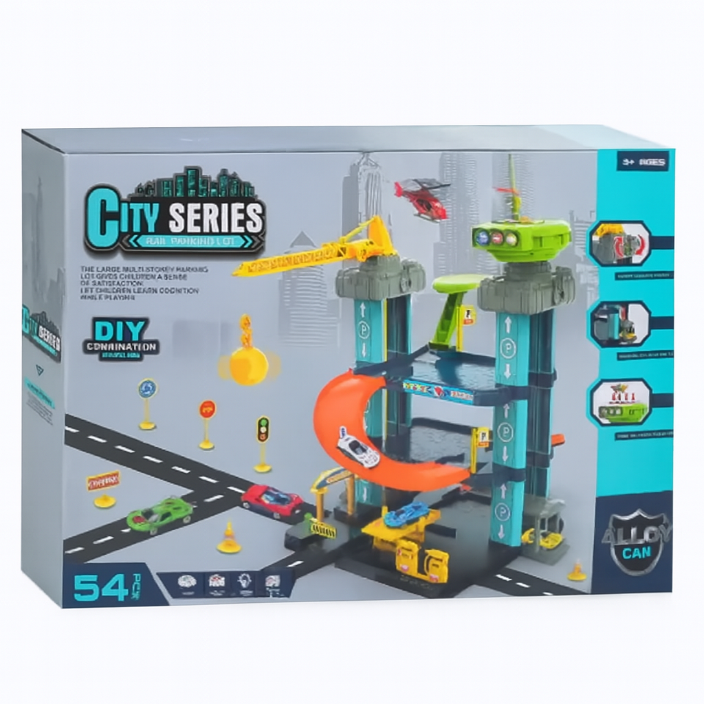 Паркінг дитячий з машинками та ліфтом, багаторівневий, фото 1