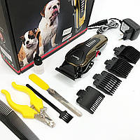 Машинка для стрижки тварин Gemei GM 6063 + 4 насадки грумінгу TK-70