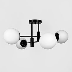 Стельова чорна люстра на 4 білих плафонів Ø 55 см 81188/4 BK+BK+WT