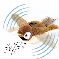 Інтерактивна іграшка для кішок літаюча пташка горобець для кота птах махає крилами RI-73