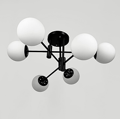 Стельова чорна люстра на 6 білих плафонів Ø 65 см 81188/6 BK+BK+WT