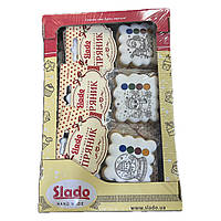 Пряники имбирно медовые для деток Новогодние с раскраской Зимние Квадратные Slado