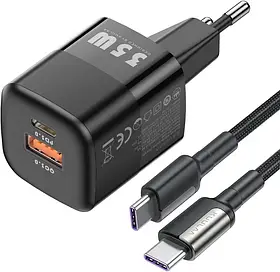 Компактний зарядний пристрій для швидкого заряджання смартфонів і планшетів 33 Вт два порти USB Type-A Type-C