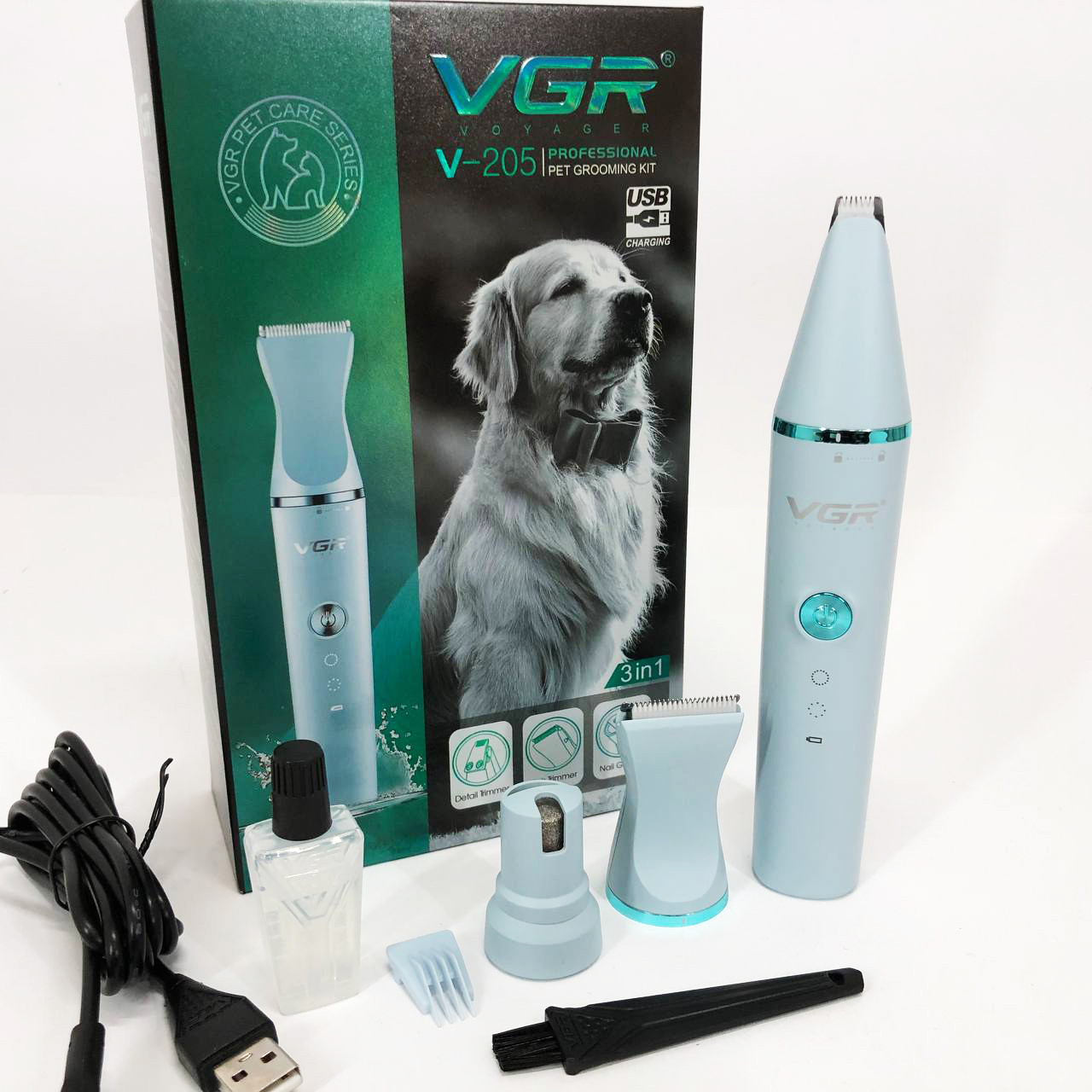 Акумуляторна машинка для стрижки тварин VGR 3 в 1 V-205 UB-62, фото 1
