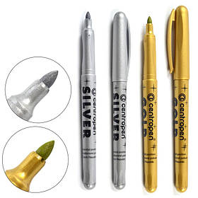Маркери для сургучних печаток золото та срібло для яскравих відбитків на будь-яких поверхнях 2 шт завтовшки 1.5-3 мм