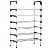 Металева полиця для взуття Shoe Rack 6 полок 56х28х113см, Зручний органайзер для зберігання взуття WP-89, фото 2