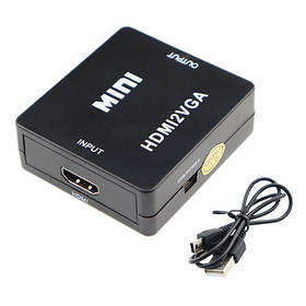 Конвертер HDMI у VGA з підтримкою аудіо та відео 1080p для підключення старих пристроїв без драйверів 6x5.5 см