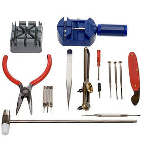 Набір інструментів для ремонту годинників 16 предметів у чохлі для годинникаря професійний комплект