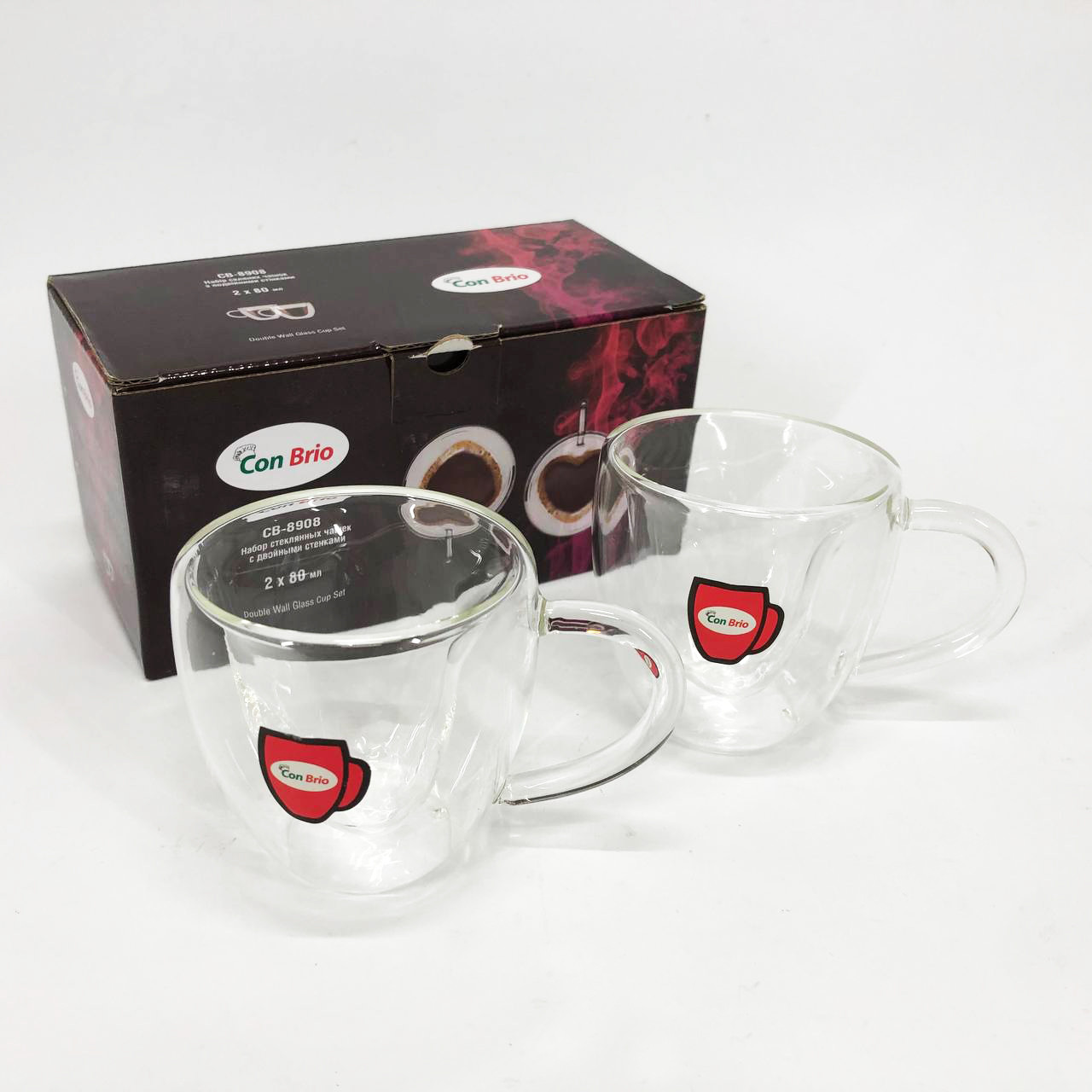 Чашка з подвійним дном для напоїв Con, Набір чашок з подвійними стінками 2 шт Склянки подвійним дном WD-75, фото 1