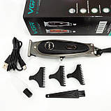 Бездротовий акумуляторний тример для стрижки волосся VGR V-263, Машинка для стрижки хороша WF-49, фото 10