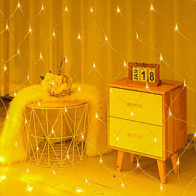 Гірлянда світлодіодна новорічна тепла біла сітка 120 LED для прикраси вікон та стель довжина 1.7 м ширина 1.5 м