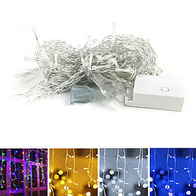 Гірлянда новорічна світлодіодна кольорова 300 LED 3 метри з ефектом роси, що стікає, 8 режимів роботи 15 ниток